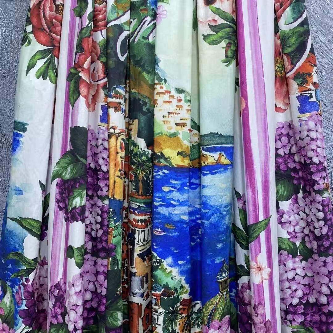 108 LATEST PRINT Handmade Italian Positano print cotton skirt