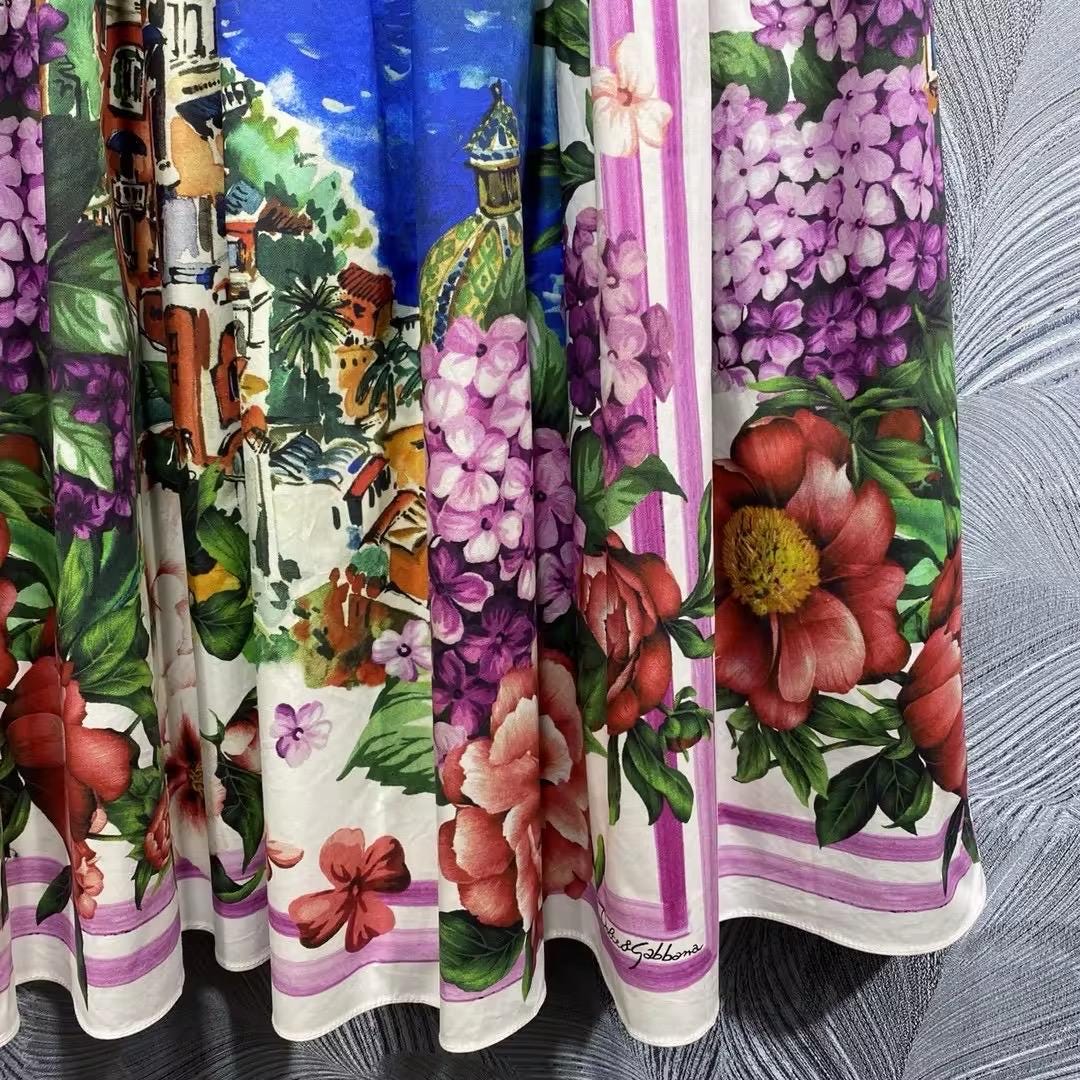 108 LATEST PRINT Handmade Italian Positano print cotton skirt