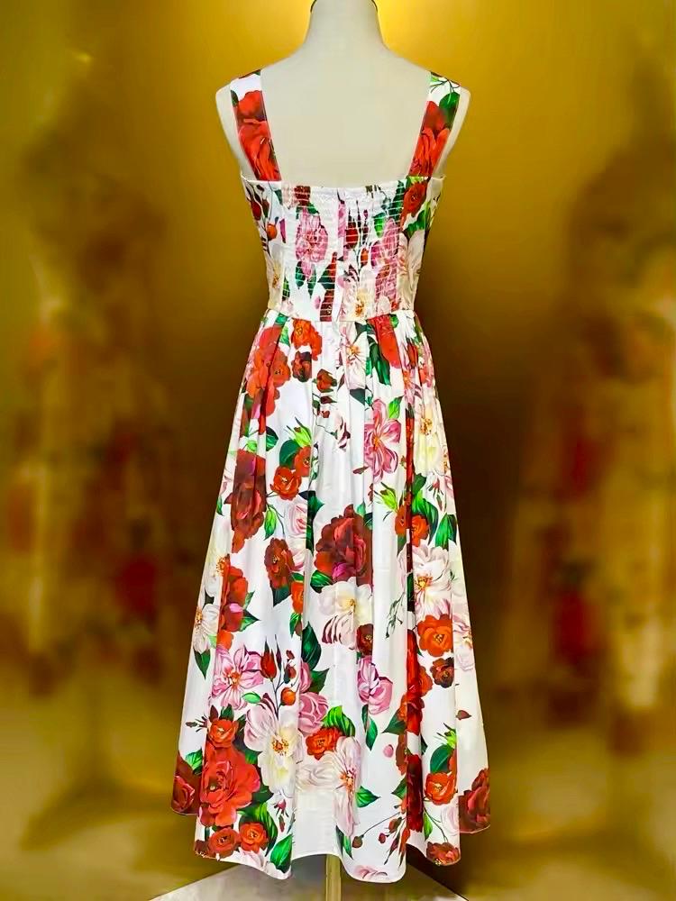 CRUISE 2025 Handmade Italian designer Sicily Roses push up cotton dress, dolce vita dress, runway dress, Italian style