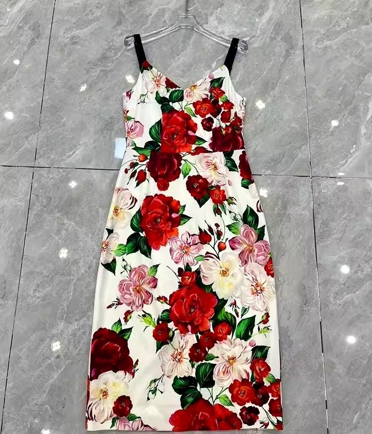 CRUISE 2025 Handmade Italian Floral print silk dress, Sicilian Dress, Italian style, Summer Dress, Dolce vita style, luxury dress (WHITE)