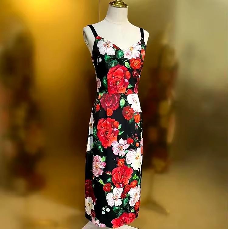 CRUISE 2025 Handmade Italian Floral print silk dress, Sicilian Dress, Italian style, Summer Dress, Dolce vita style, luxury dress