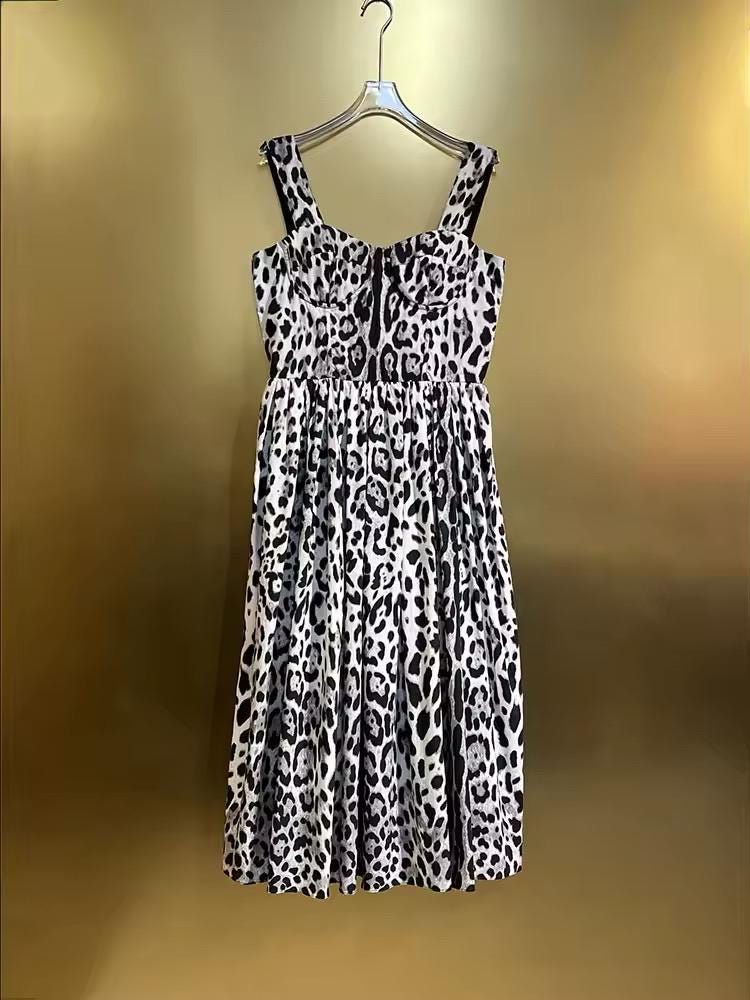 SUMMER 2025 Handmade Italian designer Gray Leopard print push up cotton dress, Sicily dress, Dolce vita dress, Italian summer dress