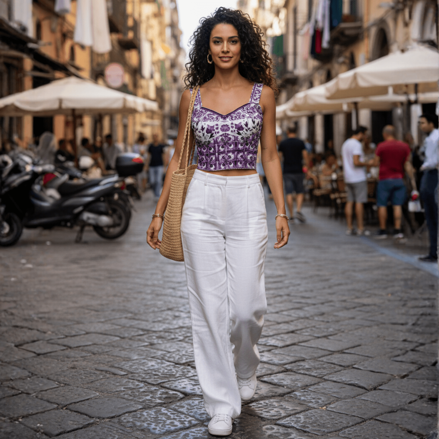 Italian Luxury Purple Majolica print 100% cotton top - Dress By Vicky