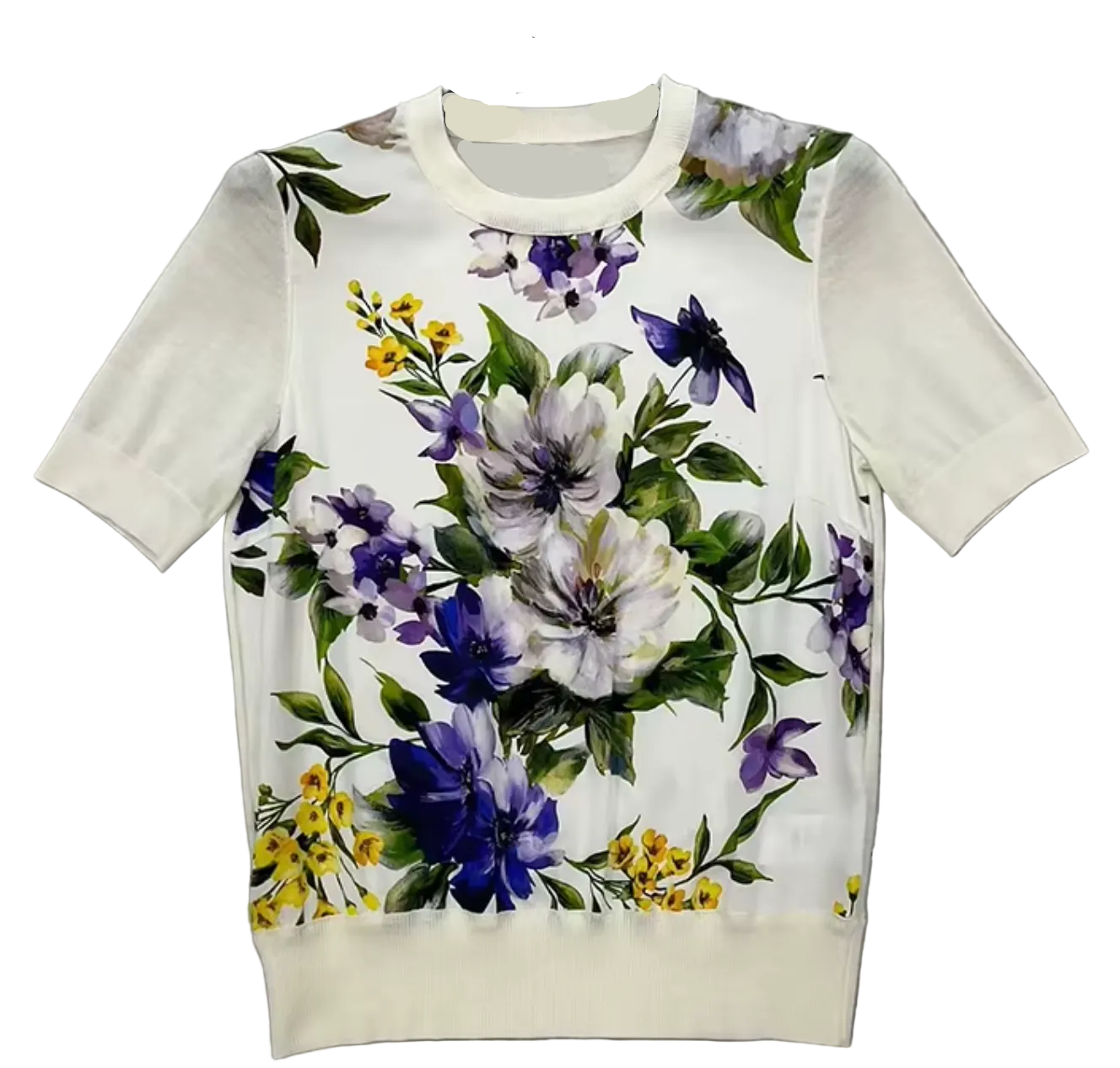 italian summer floral print silk top for summer vacations and travels