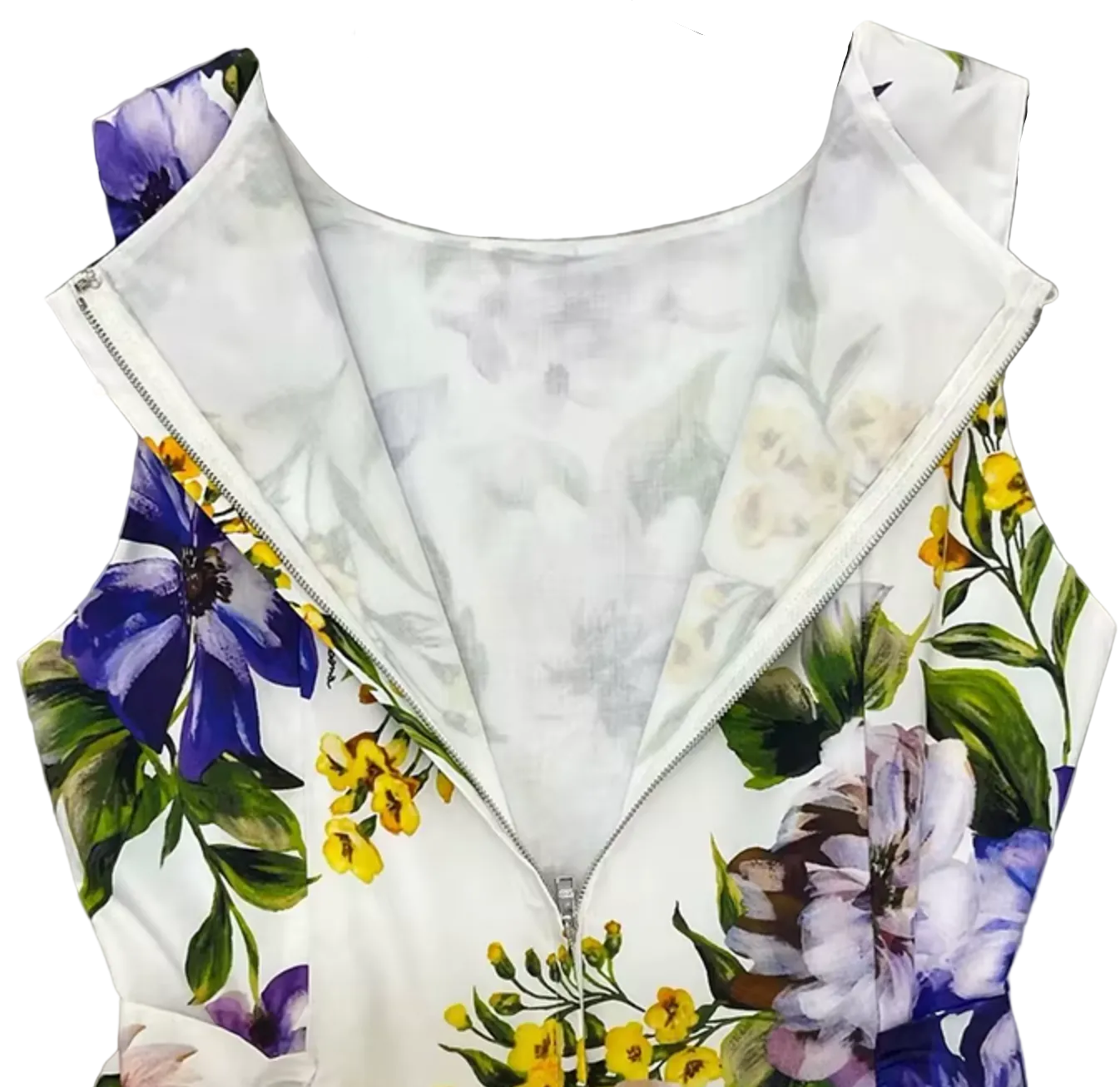 italian summer floral white midi dress with belt