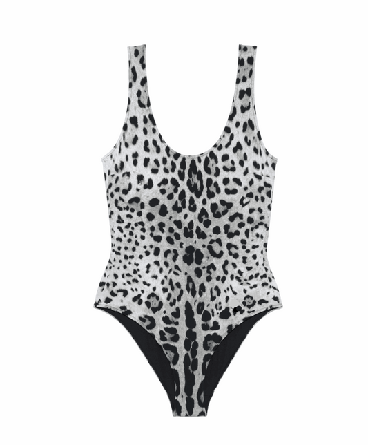 Leo print one piece swimsuit (brown or grey) - Dress By Vicky