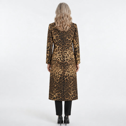 Chaqueta larga tipo sobretodo de brocado con estampado de rosas beige