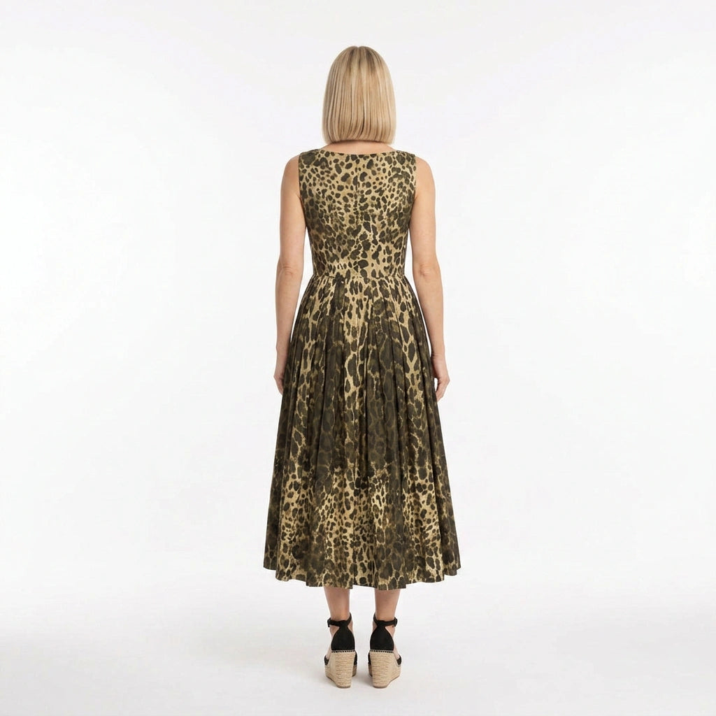 Mehrfarbiges geblümtes Baumwoll-Midikleid