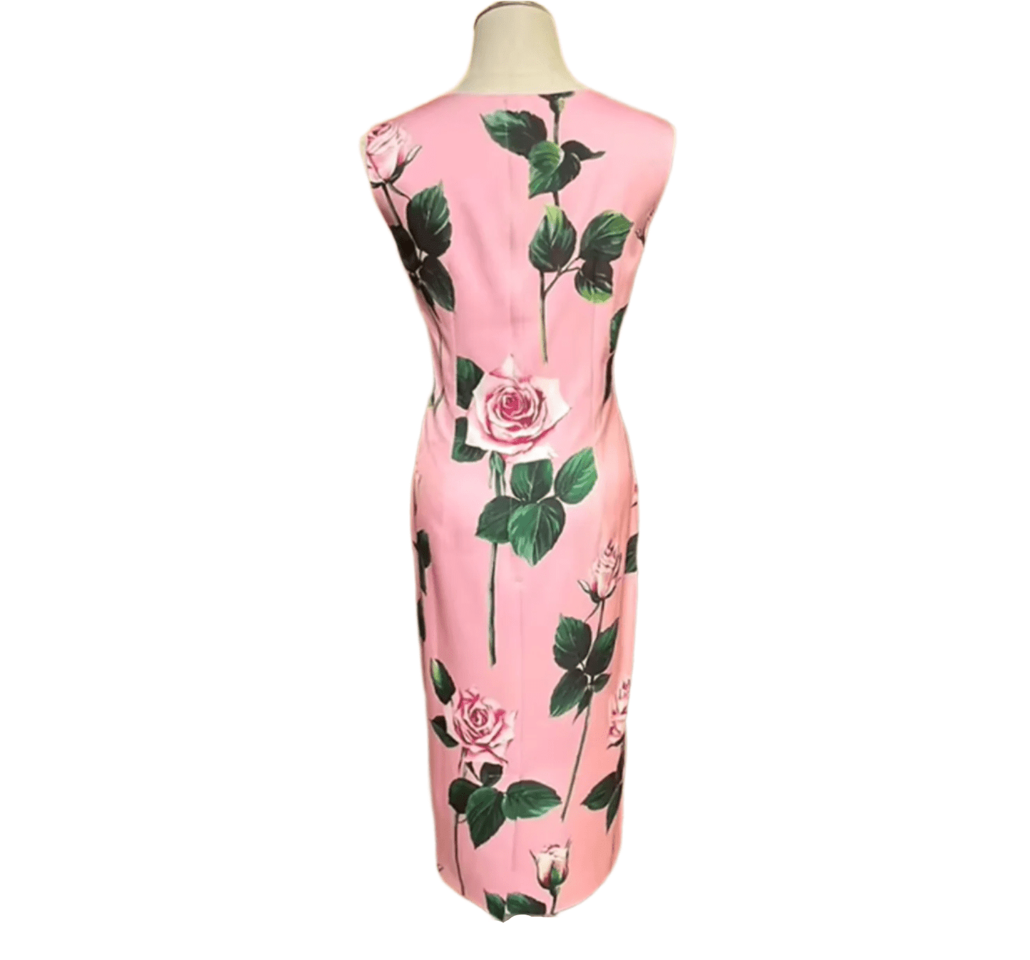 Luxury Italian Timeless Roses on Pink print pure silk midi dress - Dress By Vicky