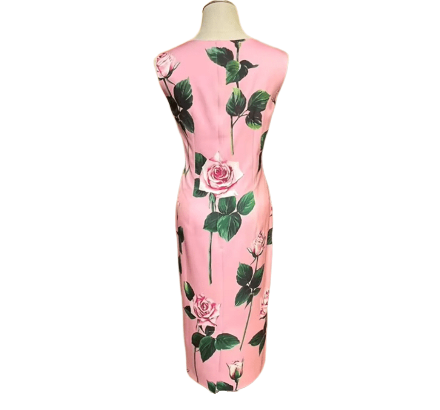 Luxury Italian Timeless Roses on Pink print pure silk midi dress - Dress By Vicky