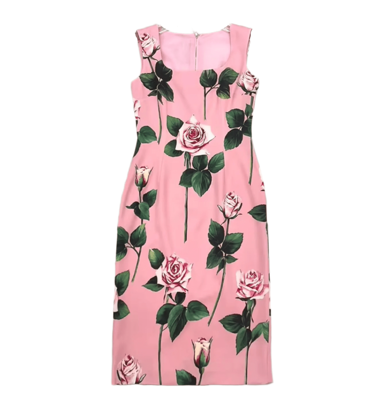 Luxury Italian Timeless Roses on Pink print pure silk midi dress - Dress By Vicky