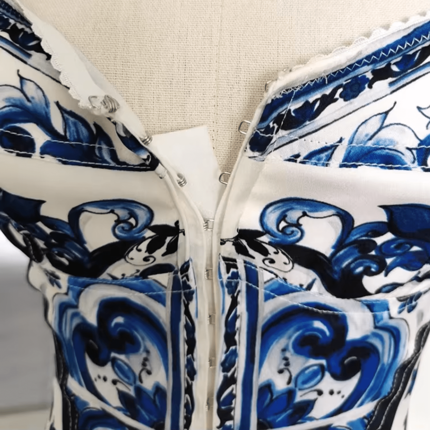 Majolica Porcelain blue 100% silk midi dress - Dress By Vicky