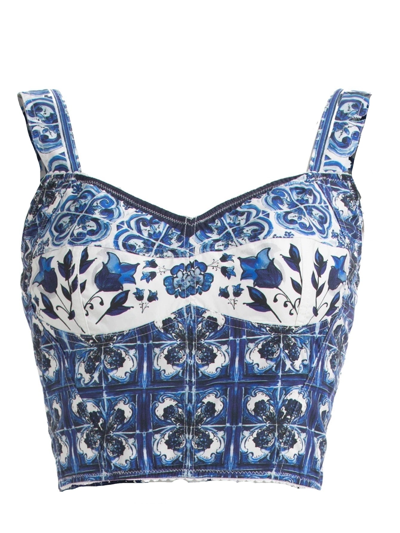 38 Handmade Italian designer Majolica print cotton top - Dress By Vicky