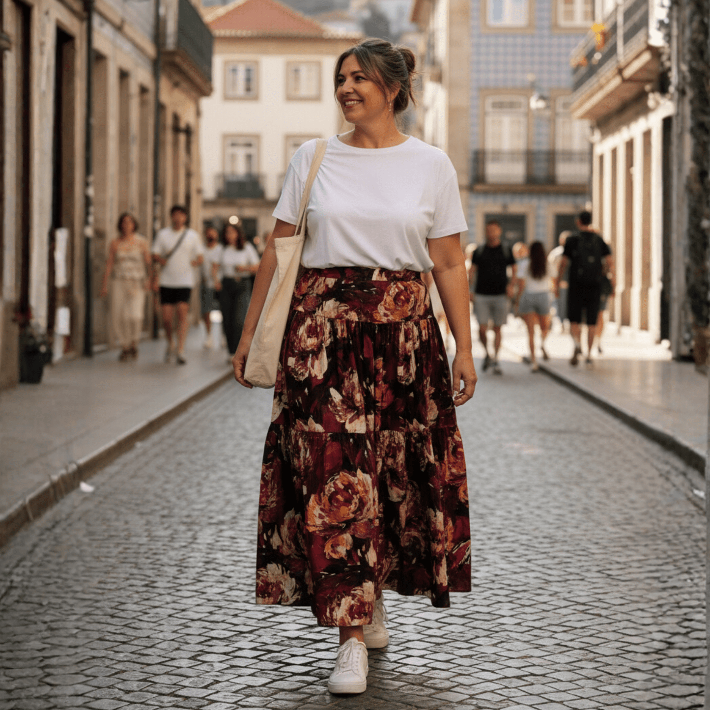 Maroon Floral Cotton Maxi Skirt - Dress By Vicky