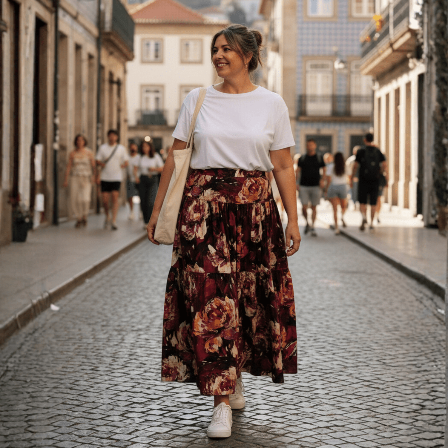 Maroon Floral Cotton Maxi Skirt - Dress By Vicky