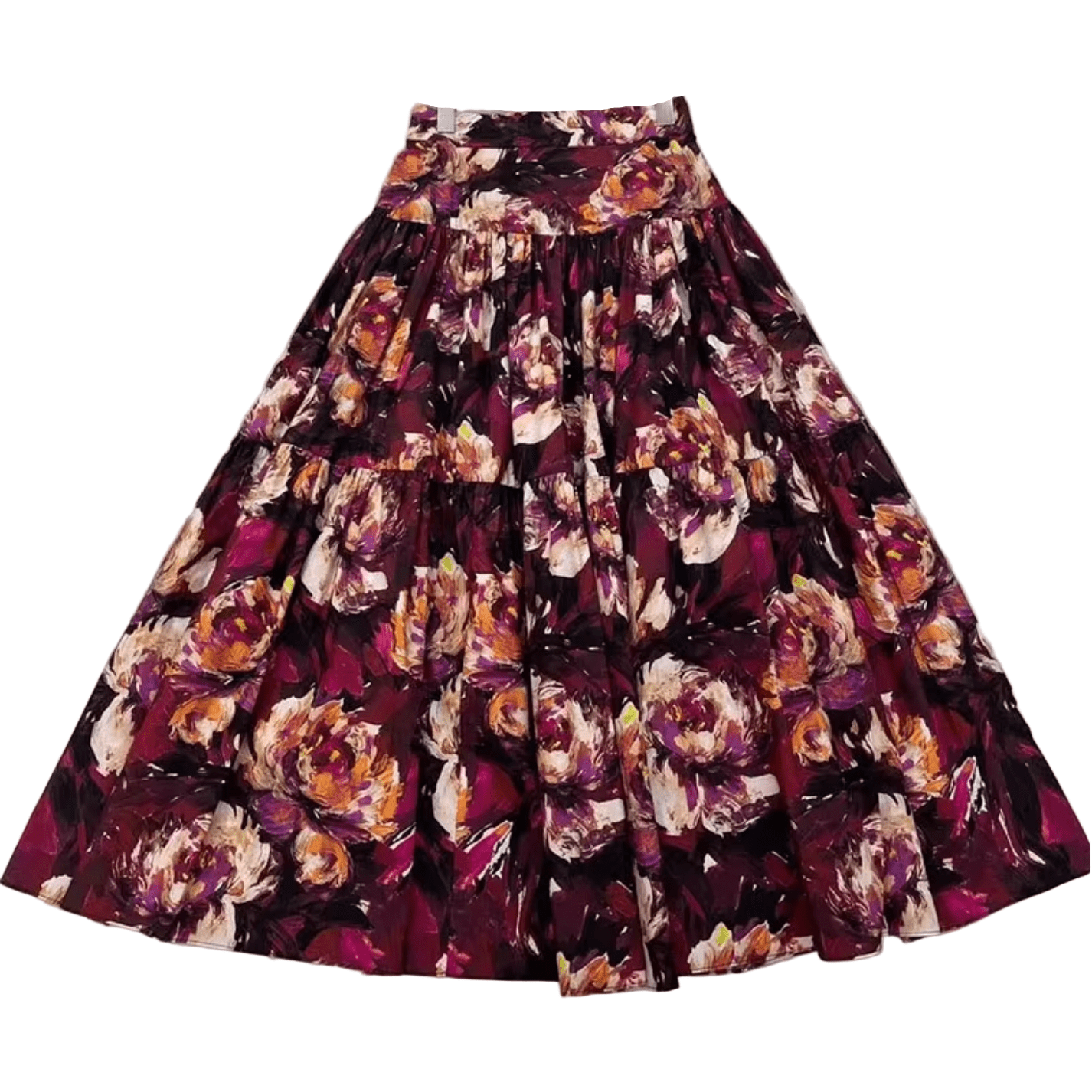Maroon Floral Cotton Maxi Skirt - Dress By Vicky