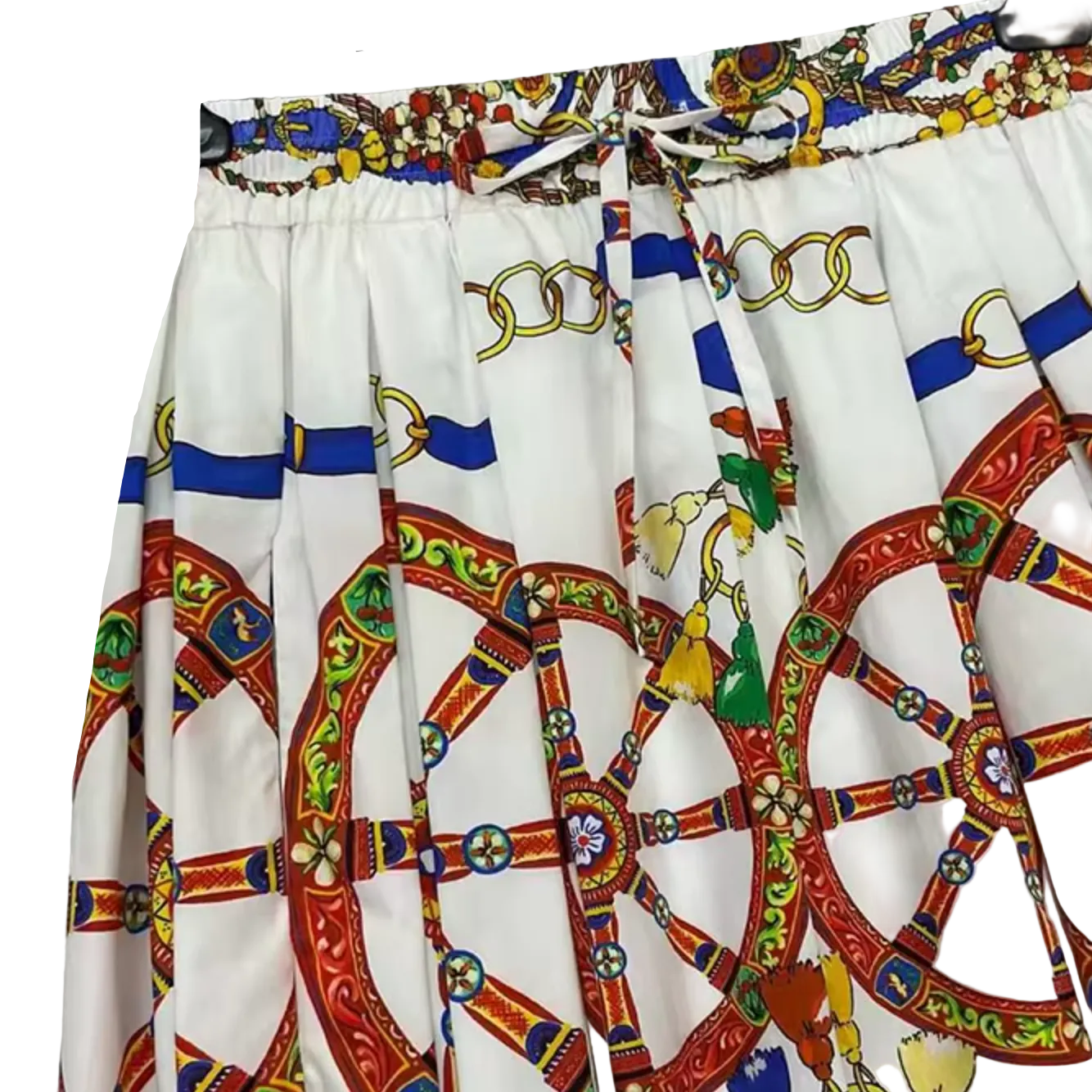 midi cotton skirt in sicilian carnival print for summer vacations and daily wear
