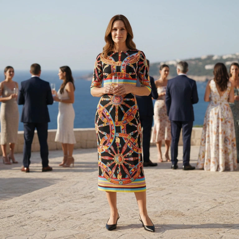 Carretto Silk Midi Dress for Dinners, Holidays & Summer Events – Dress By Vicky