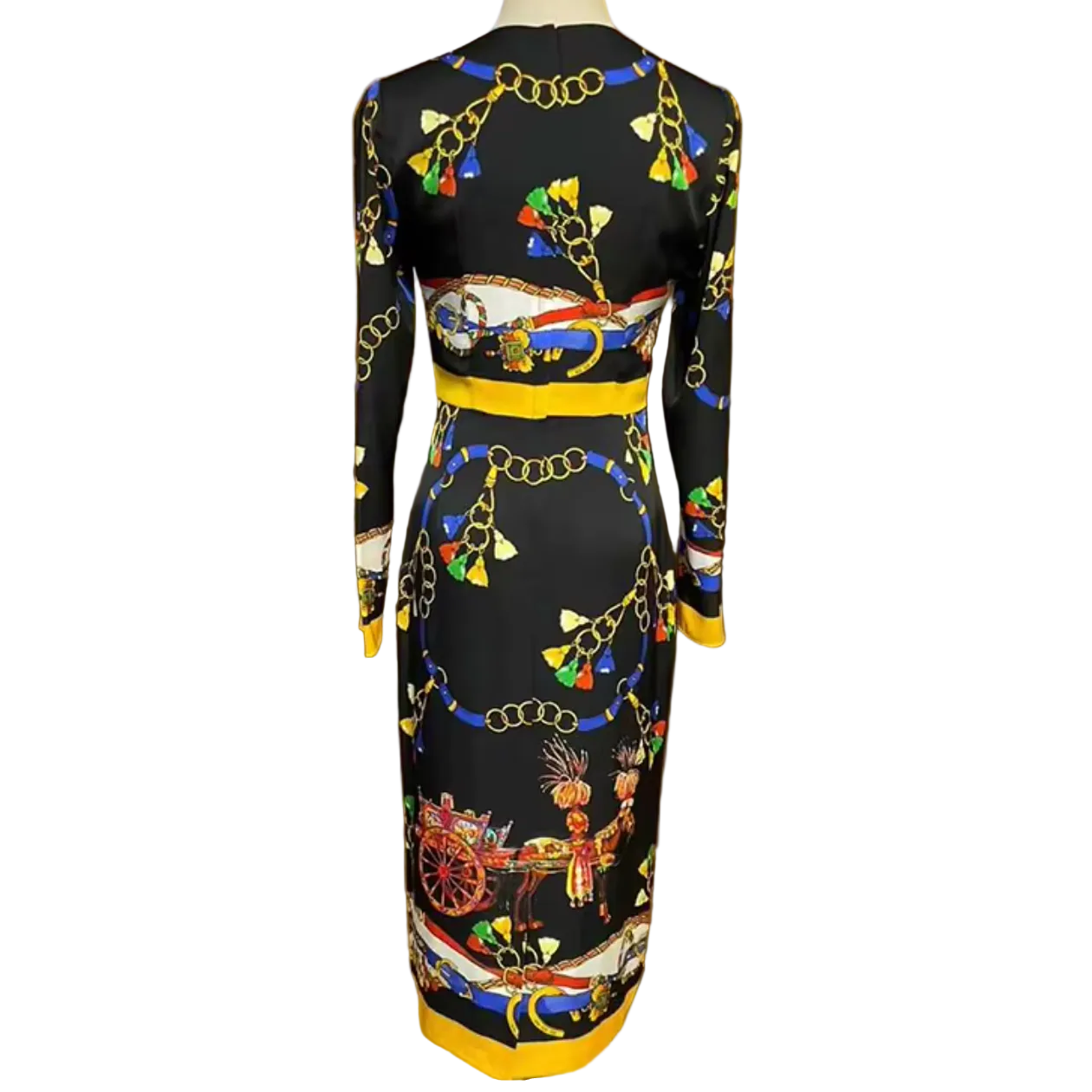 midi silk dress in sicilian carnival print for special occasions and destination italian inspired weddings