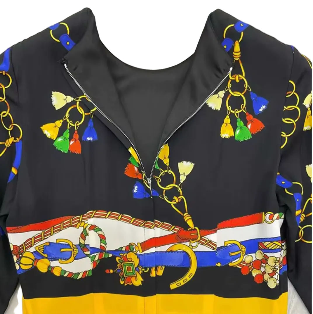 midi silk dress in sicilian carnival print for special occasions and destination italian inspired weddings
