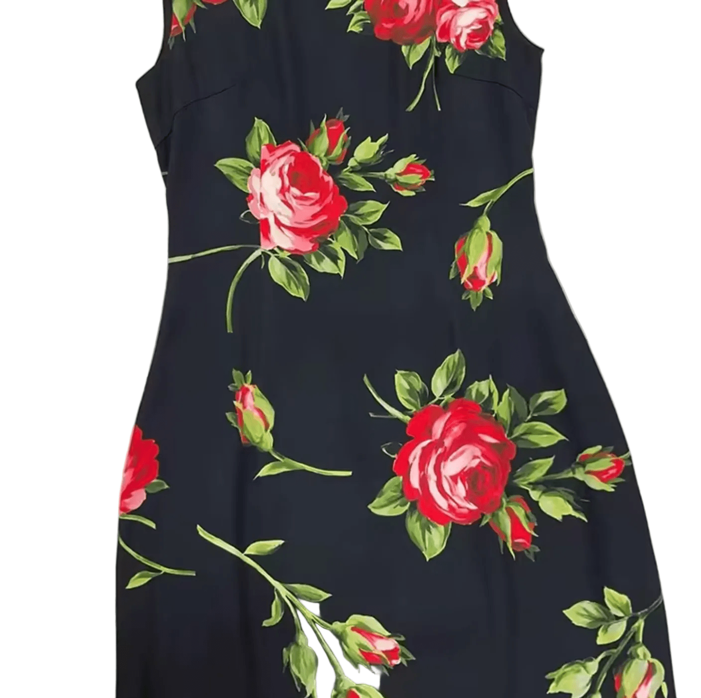Midnight Roses Floral Silk Midi Dress - Dress By Vicky