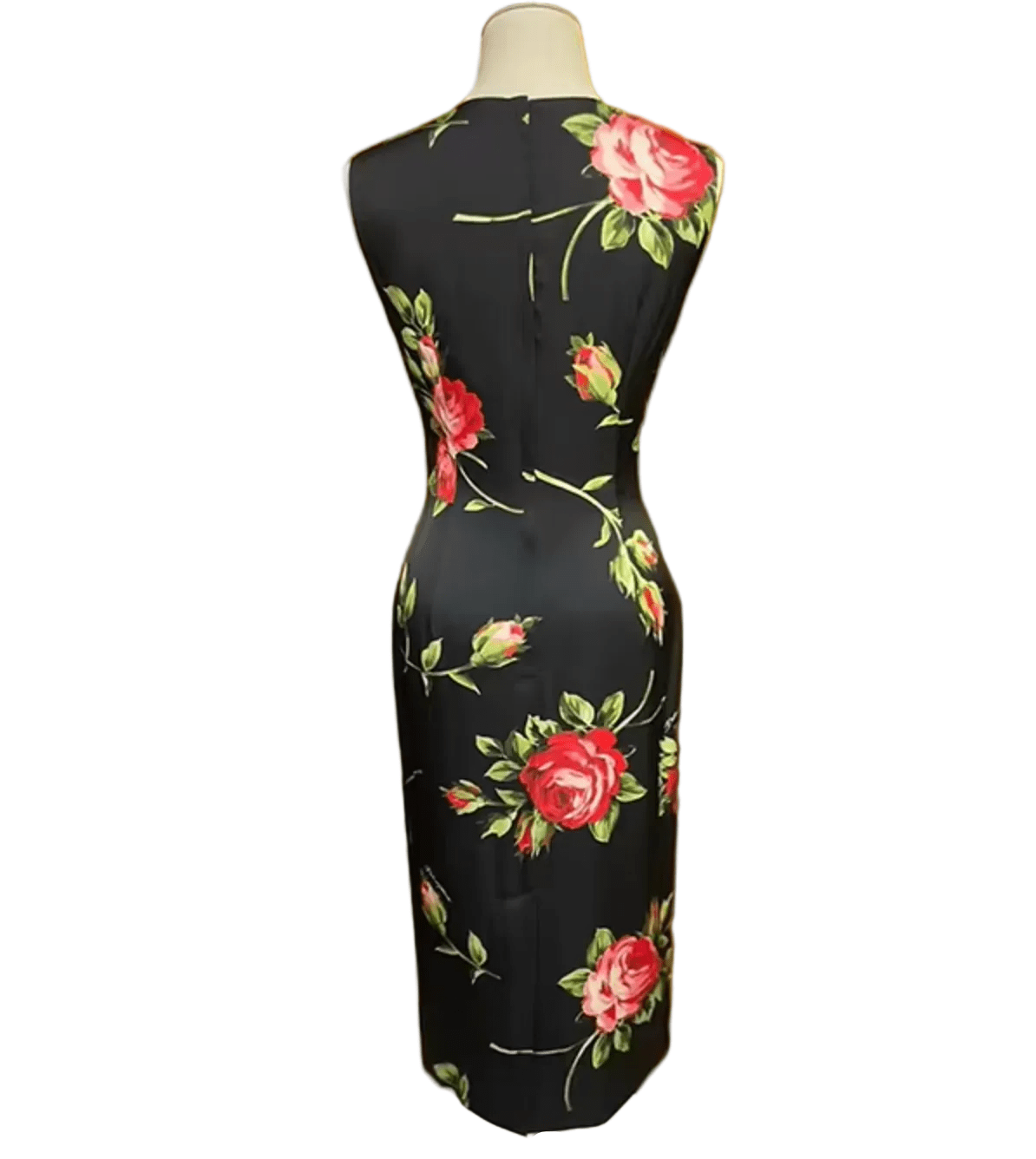 Midnight Roses Floral Silk Midi Dress - Dress By Vicky
