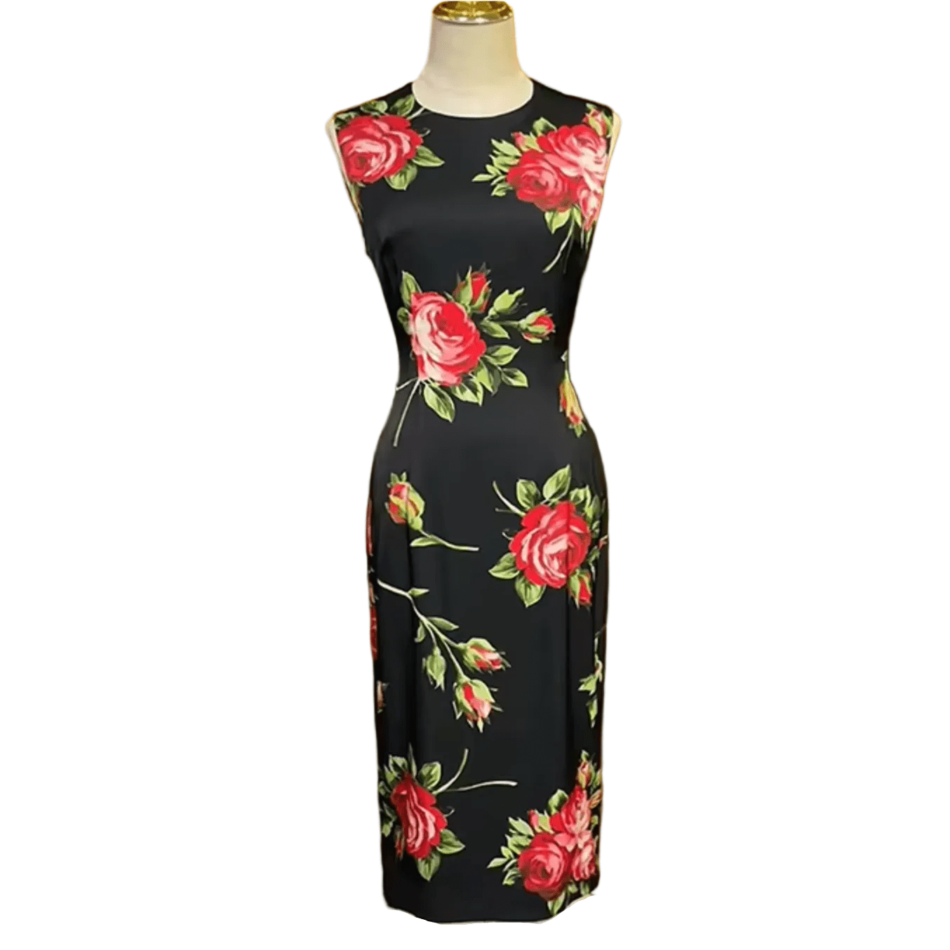Midnight Roses Floral Silk Midi Dress - Dress By Vicky