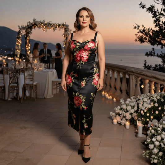 Midnight Roses Pure Silk Lingerie - Style Midi Dress - Dress By Vicky