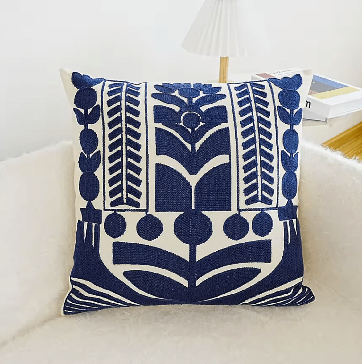 Moroccan style blue embroidered cushion pillowcase - Dress By Vicky