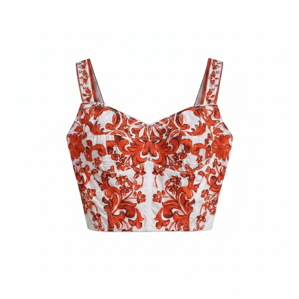 Orange Majolica Cotton Bustier Top