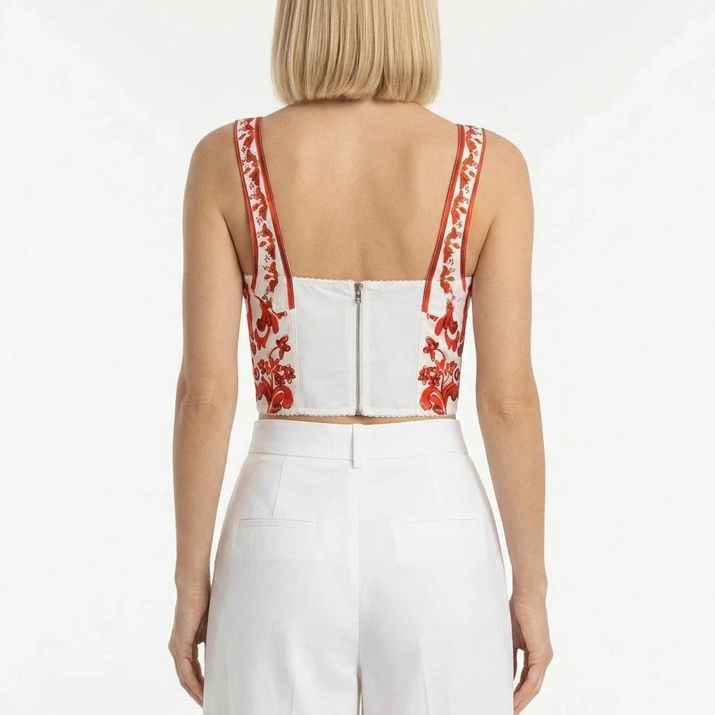 Orange Majolica Cotton Bustier Top