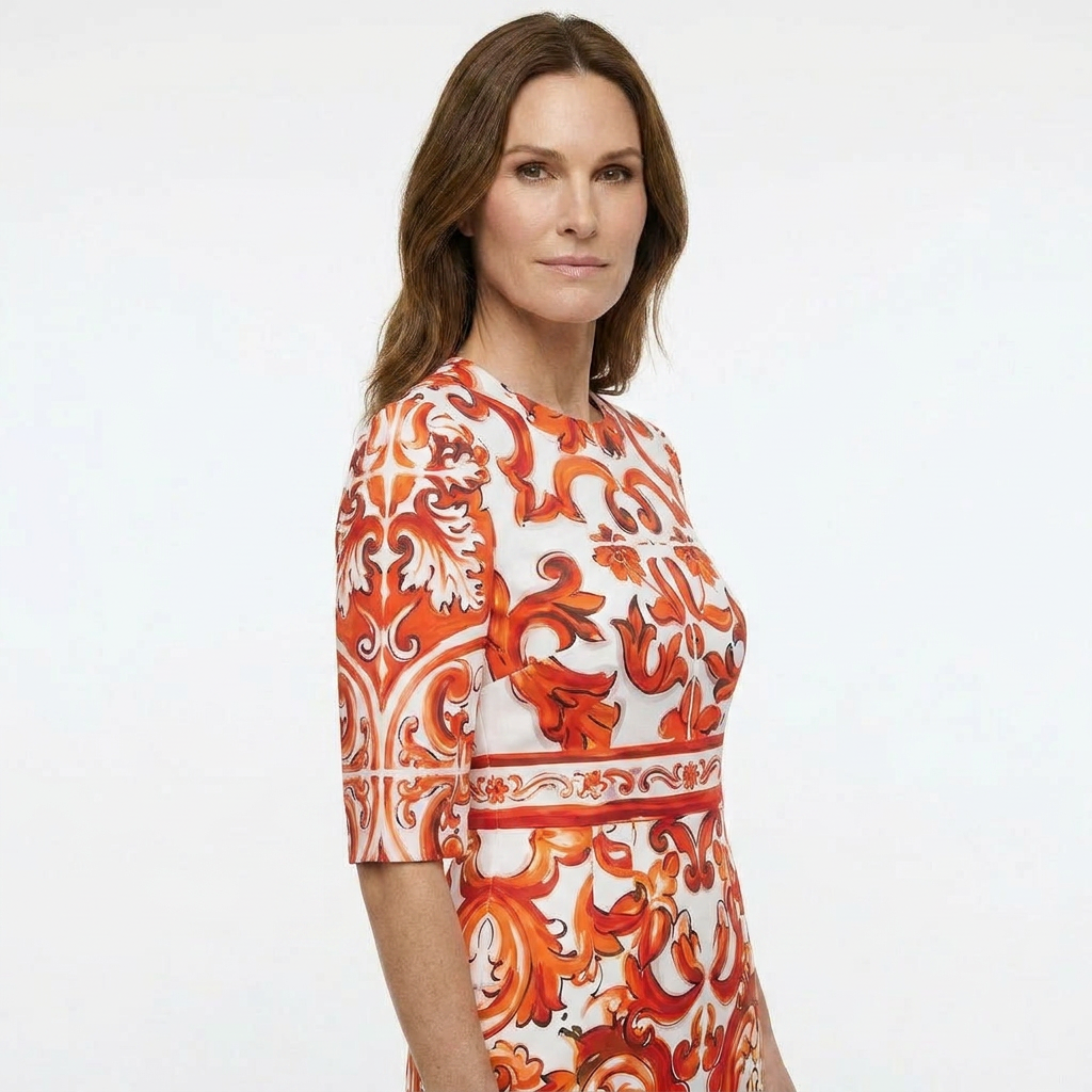 orange midi silk dress for destination weddings and summer events