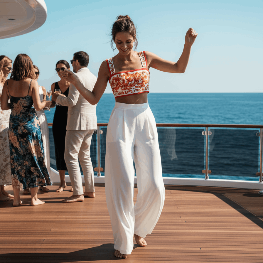 Orange Majolica Cotton Crop Top