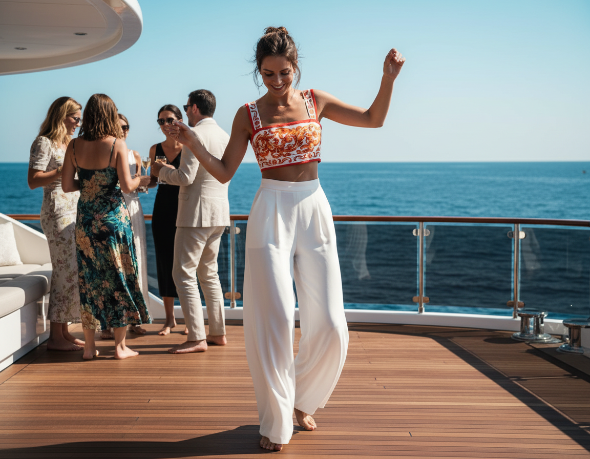 Orange Majolica Cotton Crop Top