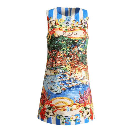 Portofino print brocade sleeveless mini dress - Dress By Vicky