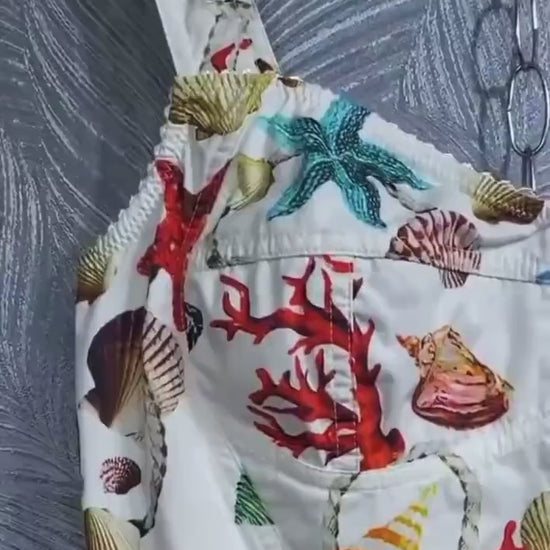 17 Handmade Italian Seashell print cotton top, dolce vita, Italian summer top