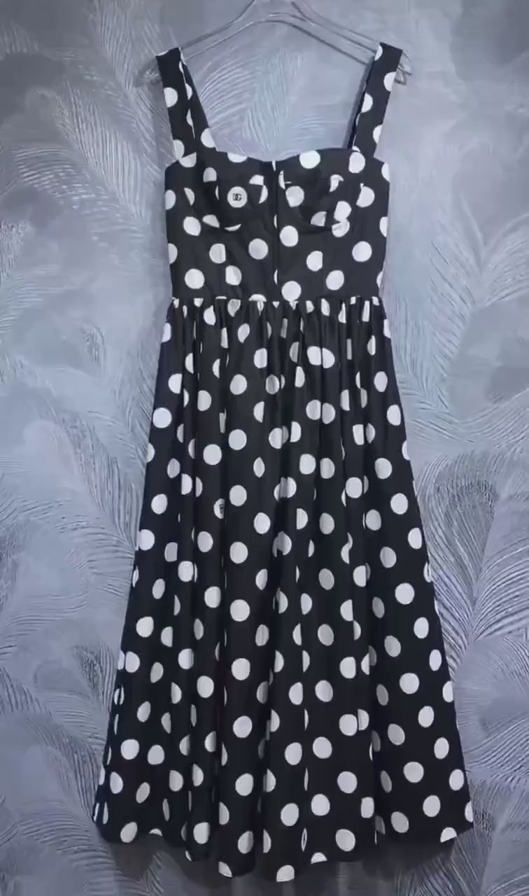 10 Handmade Italian designer Polka Dots print push up cotton dress, dolce vita dress