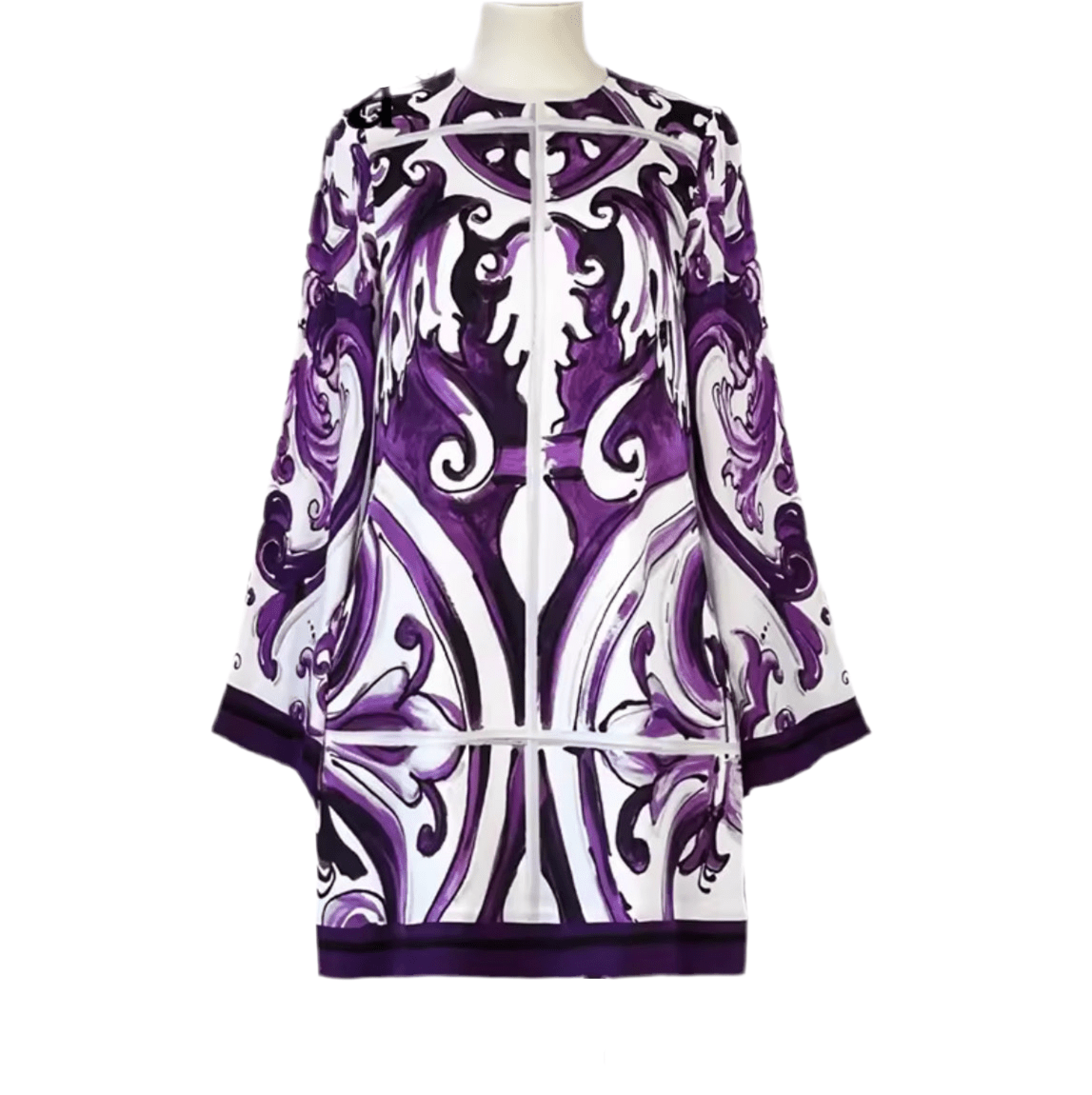 Purple Majolica A - line pure silk mini dress - Dress By Vicky