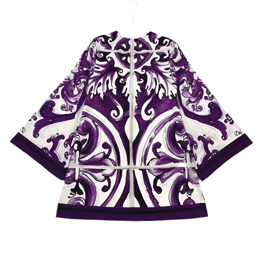 Purple Majolica A - line pure silk mini dress - Dress By Vicky
