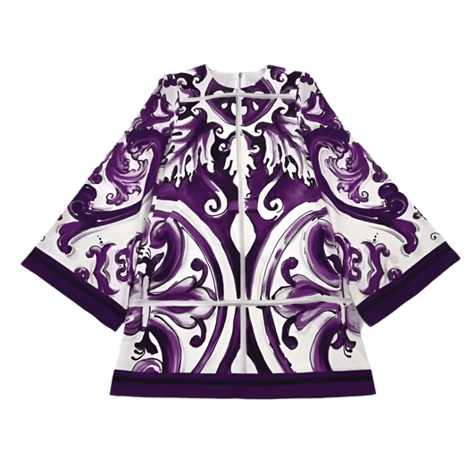 Purple Majolica A - line pure silk mini dress - Dress By Vicky