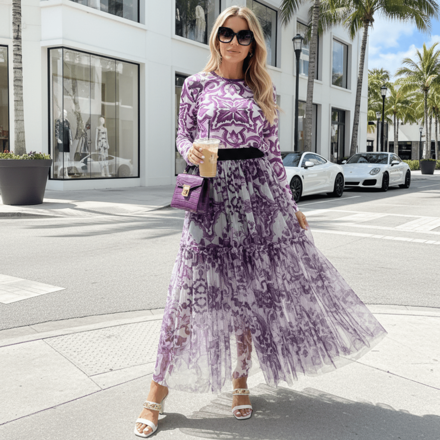 Purple Majolica Porcelain Mesh Skirt Set - Dress By Vicky