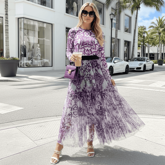 Purple Majolica Porcelain Mesh Skirt Set - Dress By Vicky