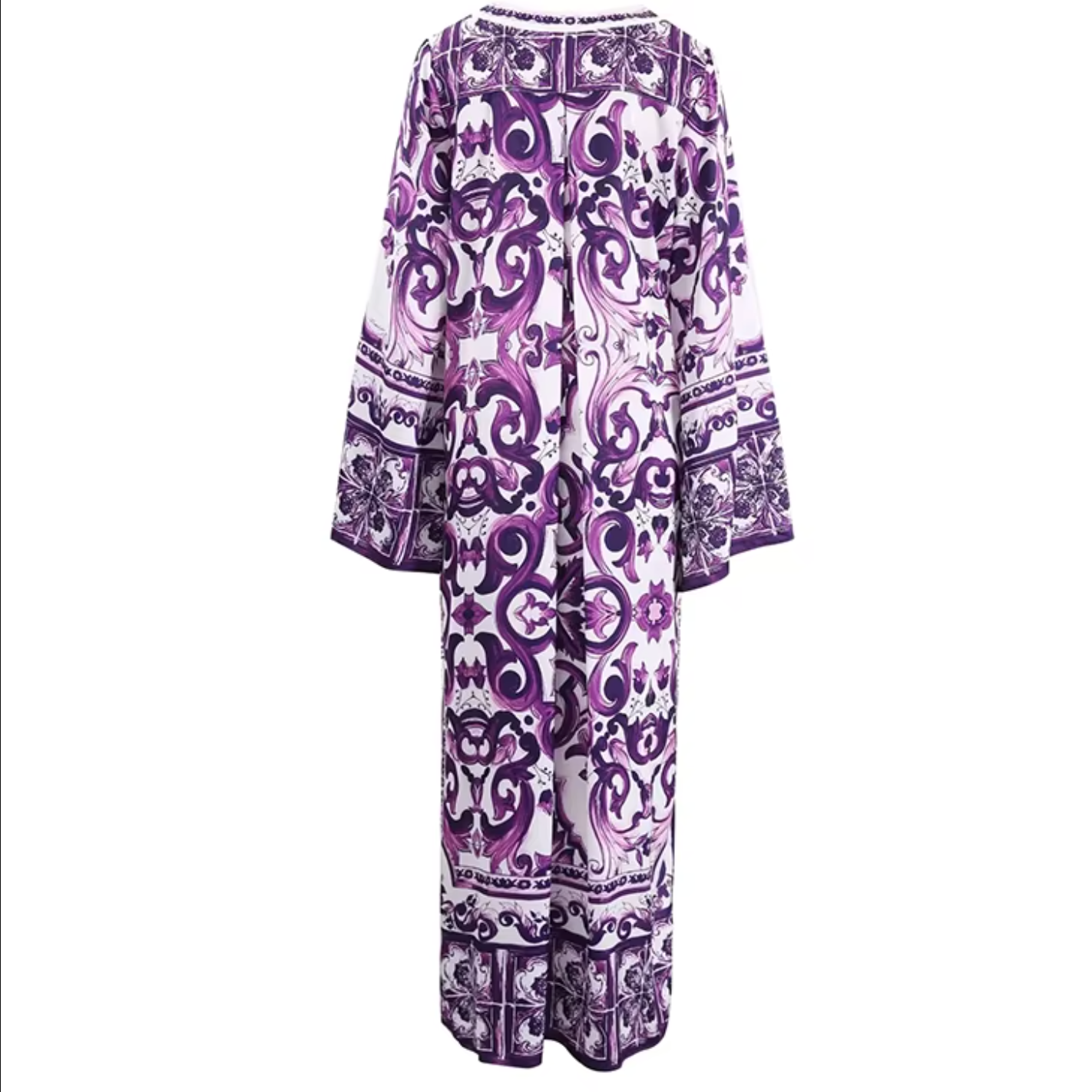 purple majolica maxi kaftan for hot summer days and beach vacations
