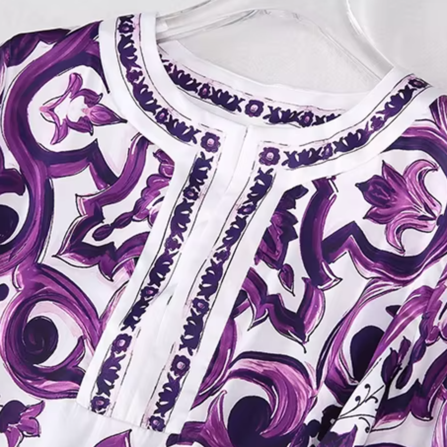 purple majolica maxi kaftan for hot summer days and beach vacations