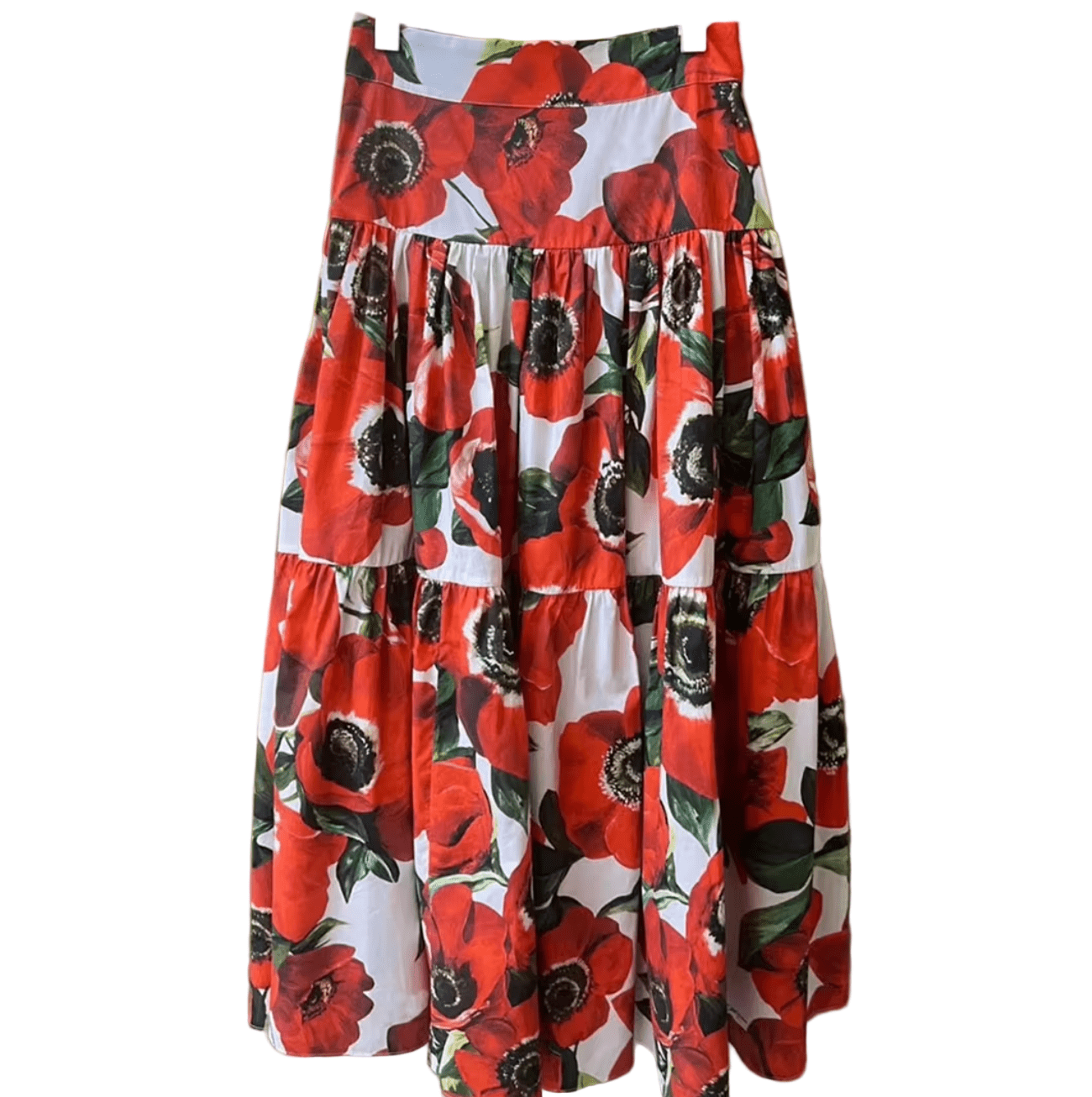 Red Anemone Floral Cotton Maxi Skirt - Dress By Vicky