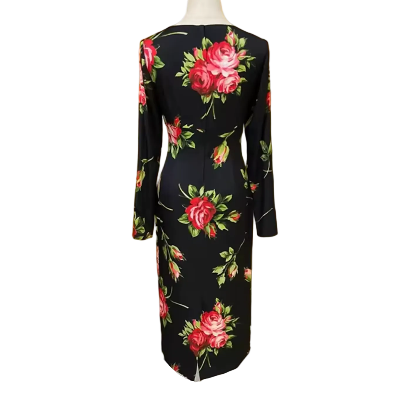roses print floral midi silk dress for special occasion summer events and destination weddings