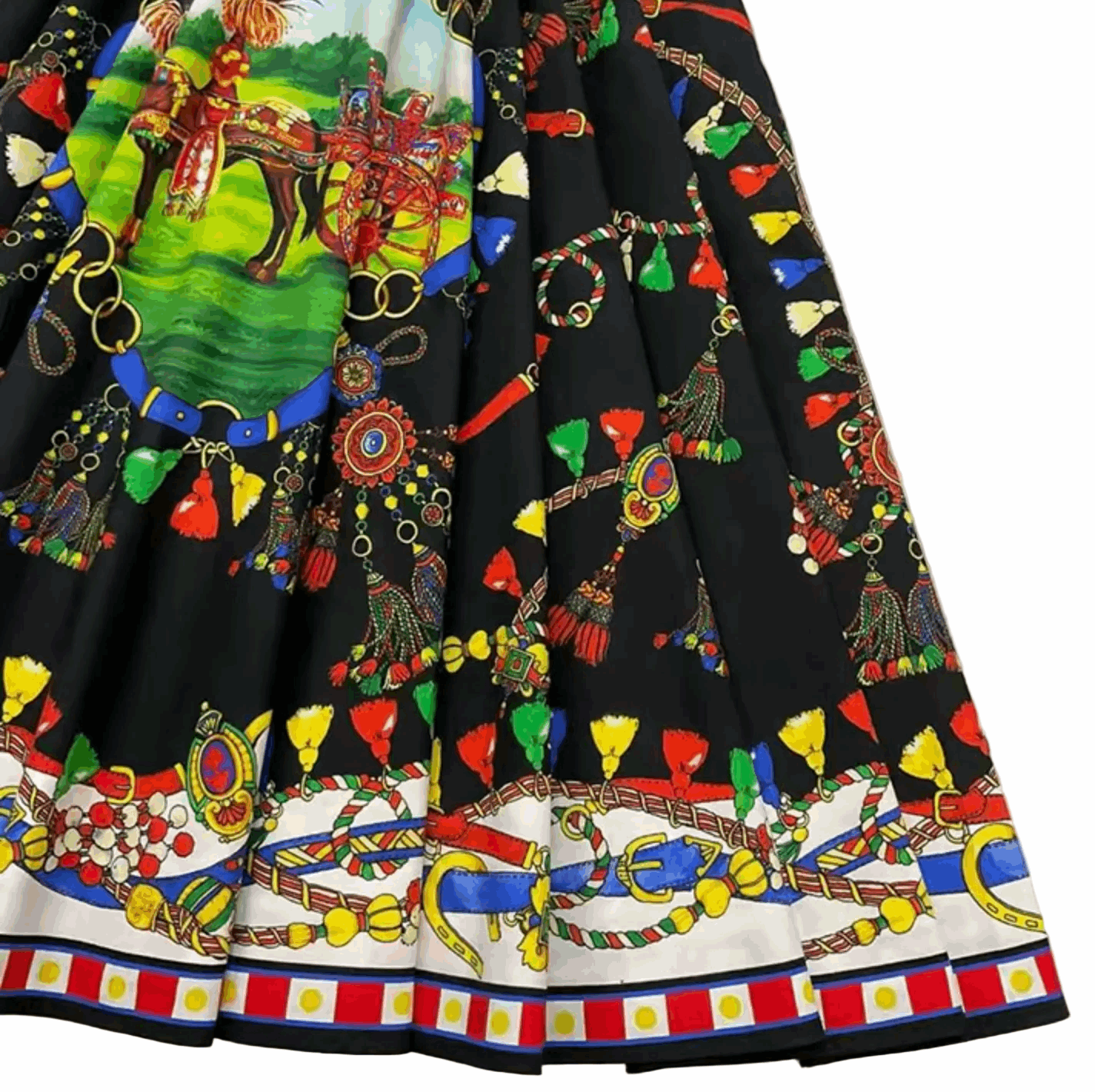 sicilian carnival print cotton midi dress with pockets and short sleeves for summer vacations