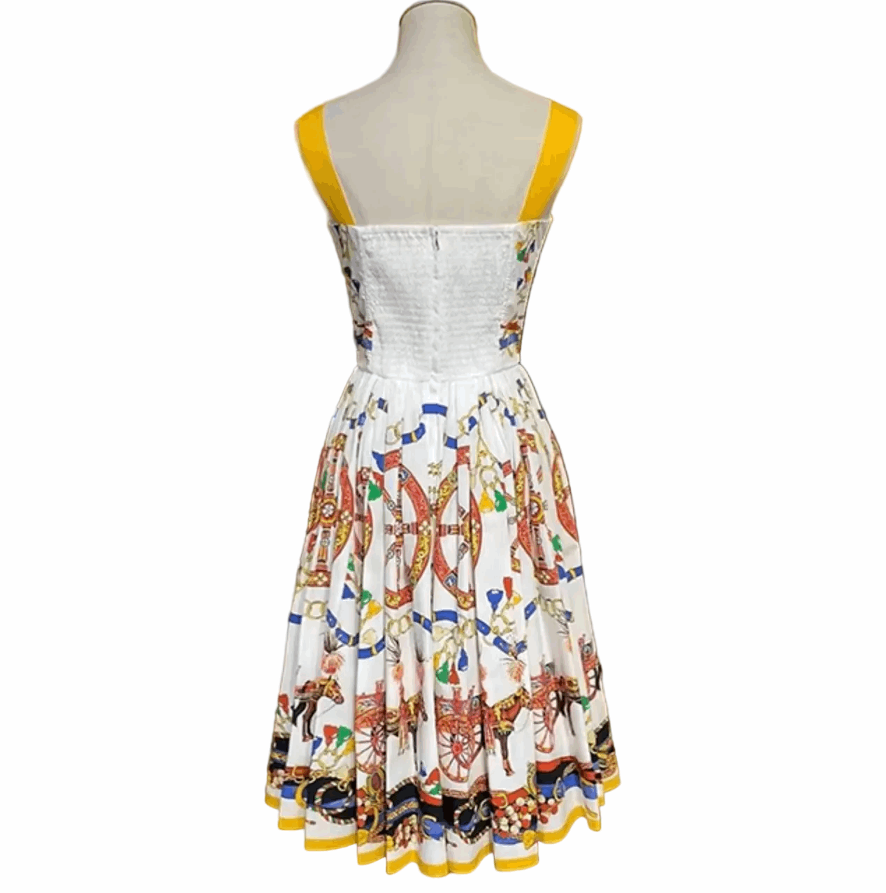 Sicilian Carnival White Cotton Midi Dress - Dress By Vicky