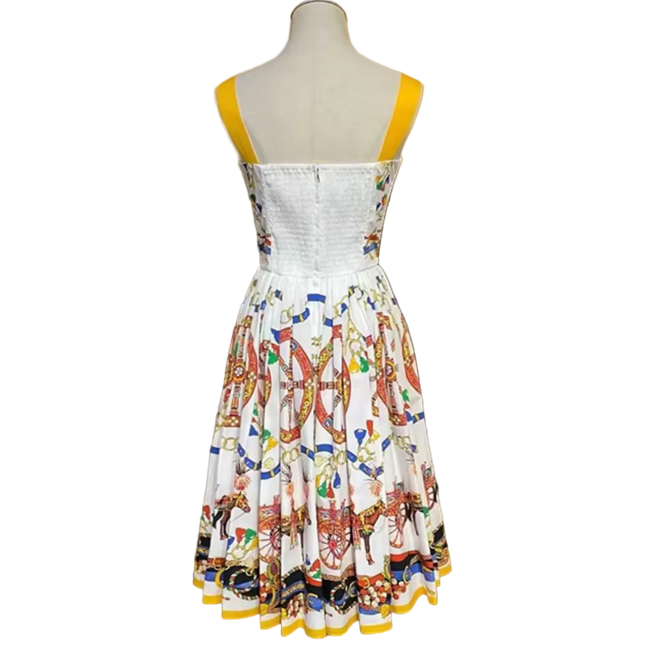 Sicilian Carnival White Cotton Midi Dress - Dress By Vicky