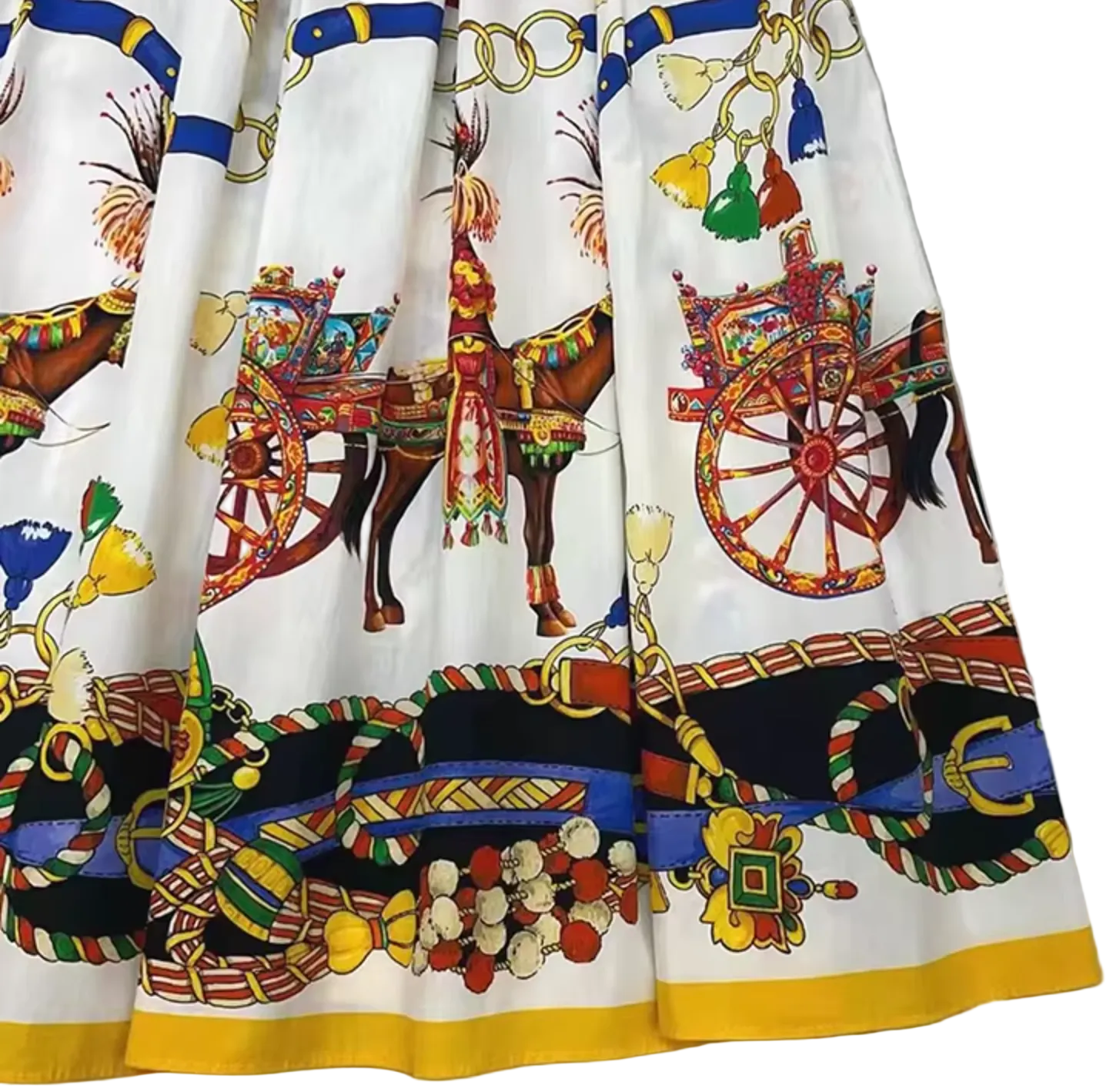 Sicilian Carnival White Cotton Midi Dress - Dress By Vicky